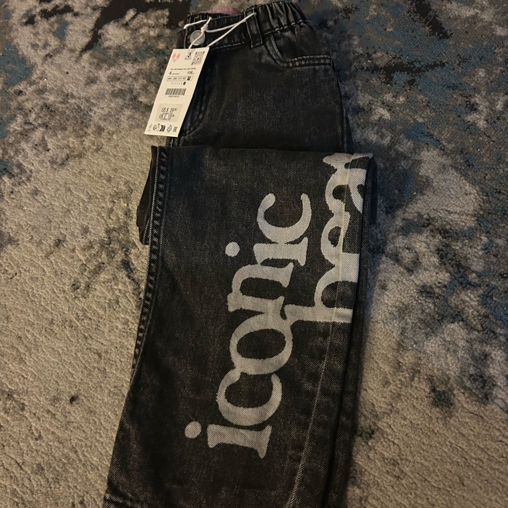 Zara Black Iconic Text Jeans